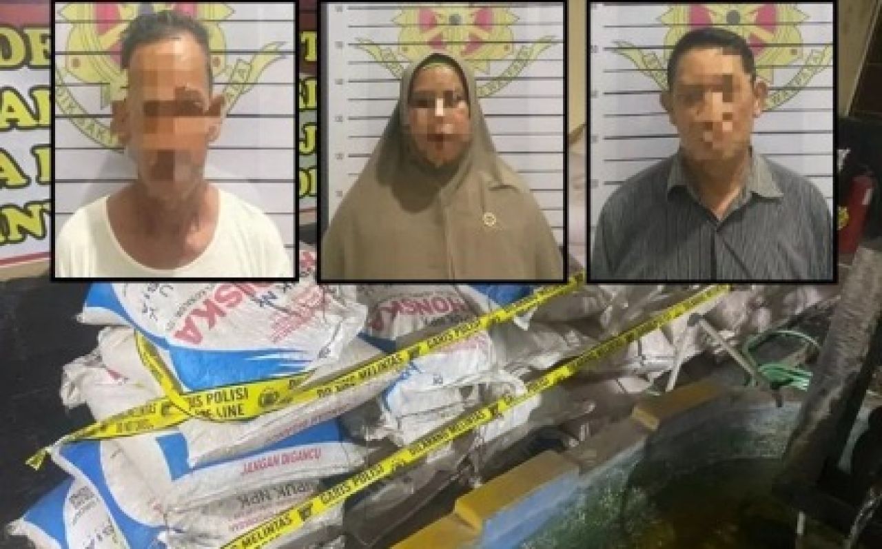 3 pelaku dan barang bukti yang diamankan