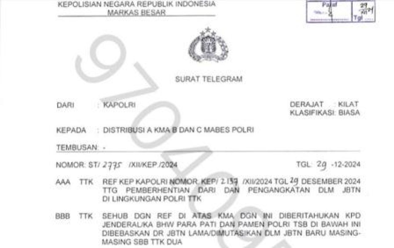 Mutasi Pamen dan PATI Polri