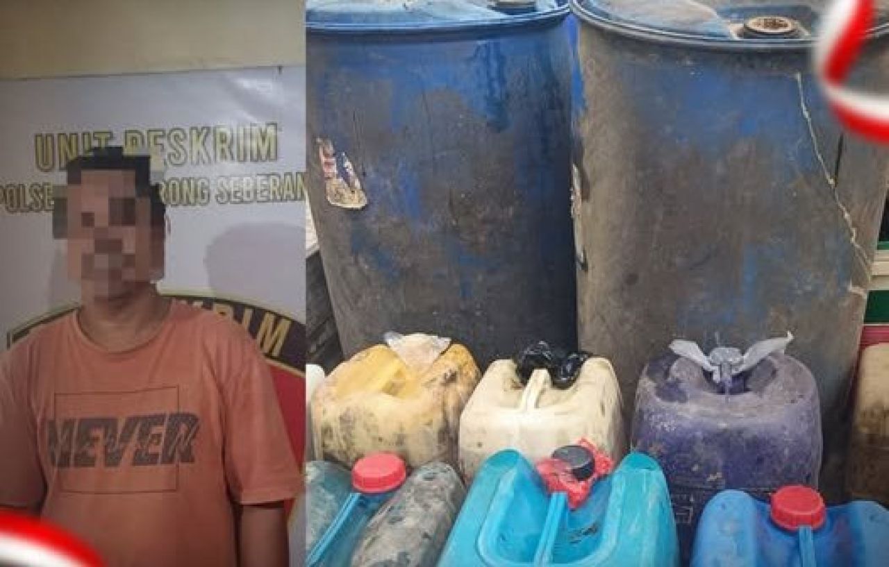 Tersangka dan barang bukti penyalahgunaan BBM bersubsidi