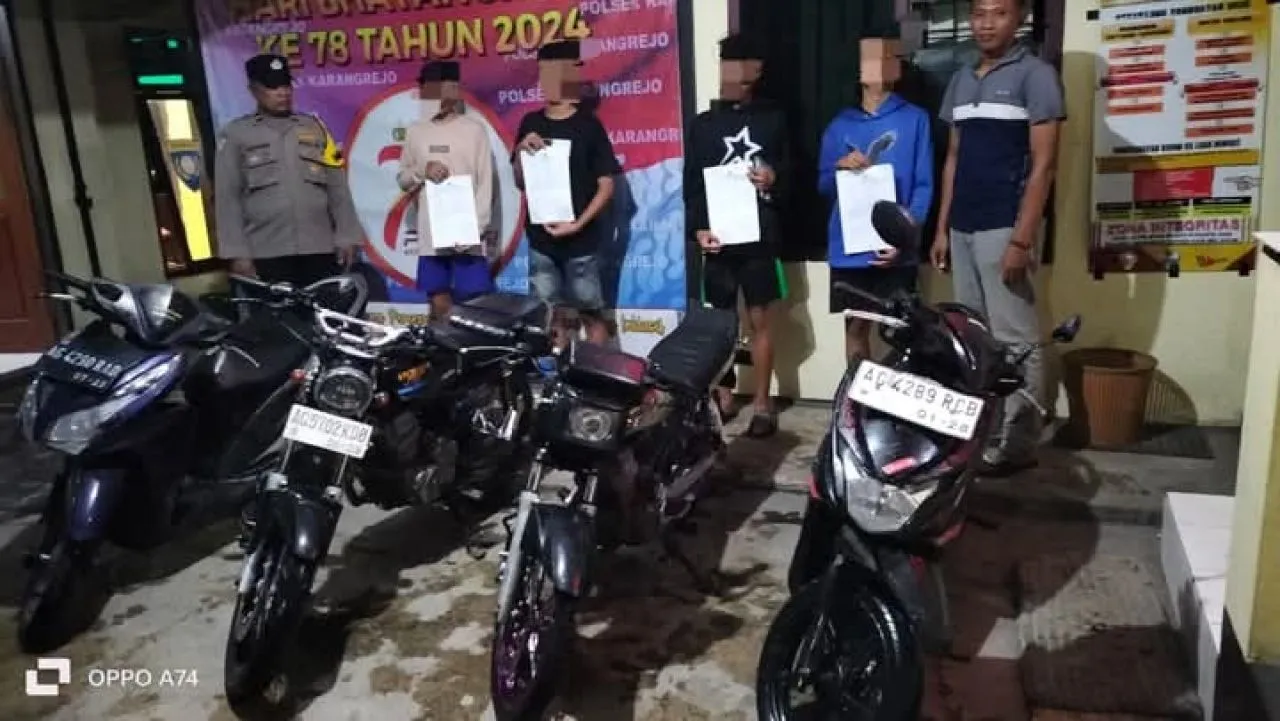 Polsek Karangrejo Amankan 4 Kendaraan Roda Dua Saat Operasi Balap Liar