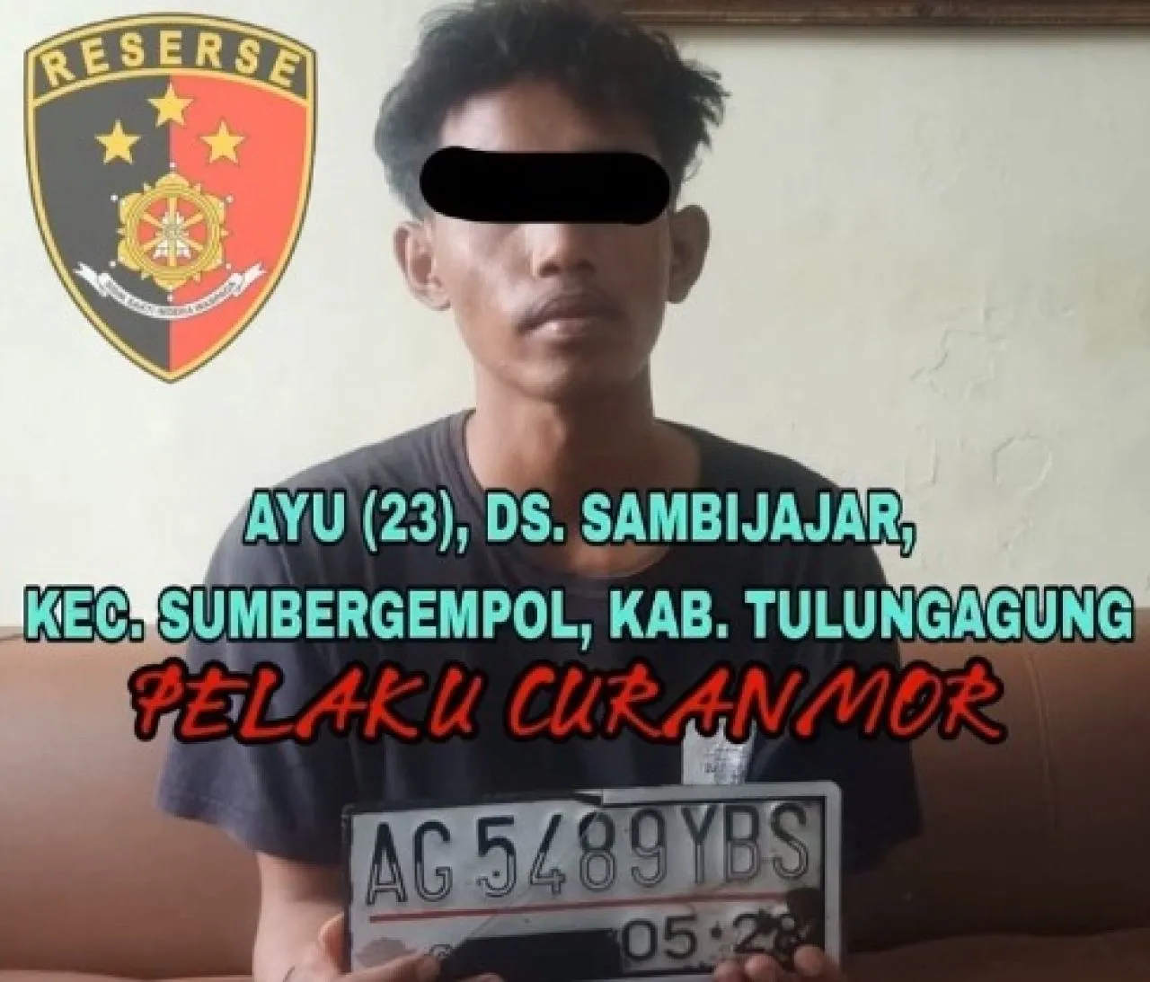 Polsek Ngunut Tangkap Pencuri Motor di Rumah Kos Desa Pulosari