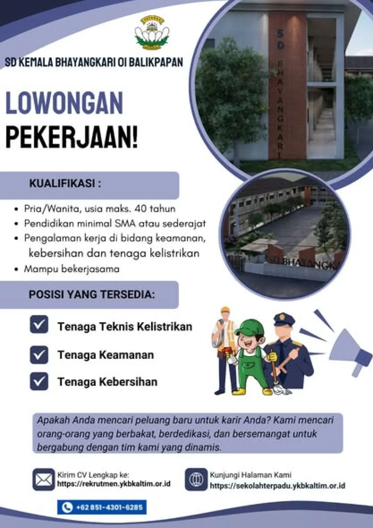 SD Kemala Bhayangkari Balikpapan Buka Lowongan Pekerjaan