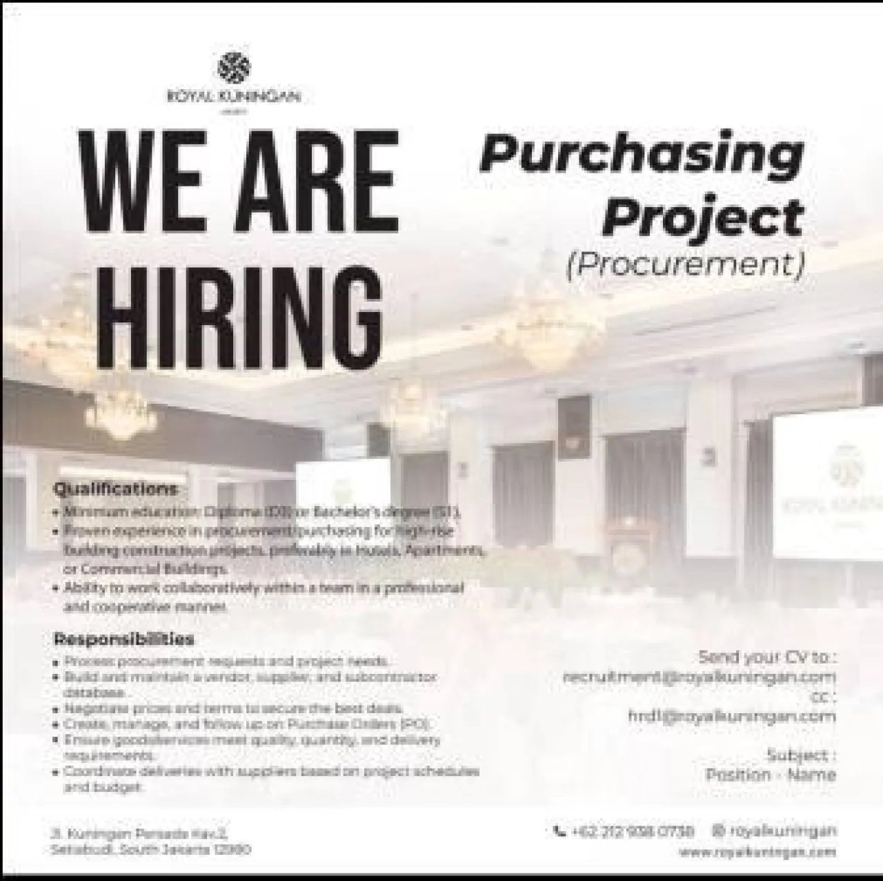 Royal Kuningan We Are Hiring Purchasing Project