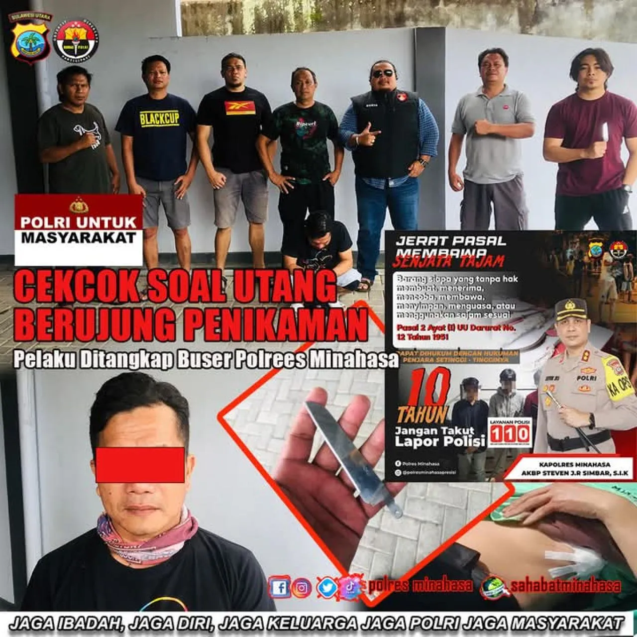 Tukang Ojek Ditikam Temannya Saat Ditagih Hutang di Tondano
