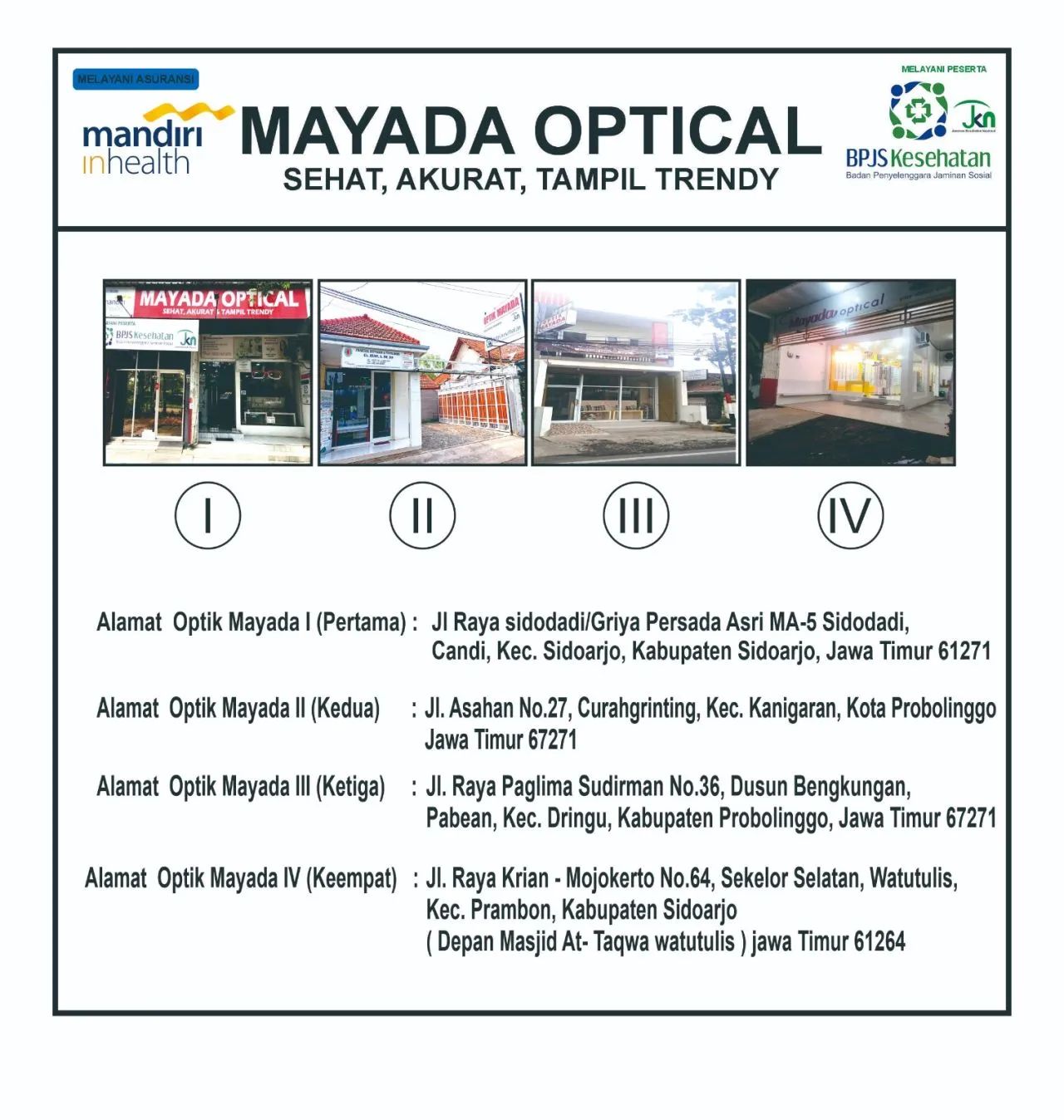 Optik Mayada Menyediakan Kacamata Berkualitas