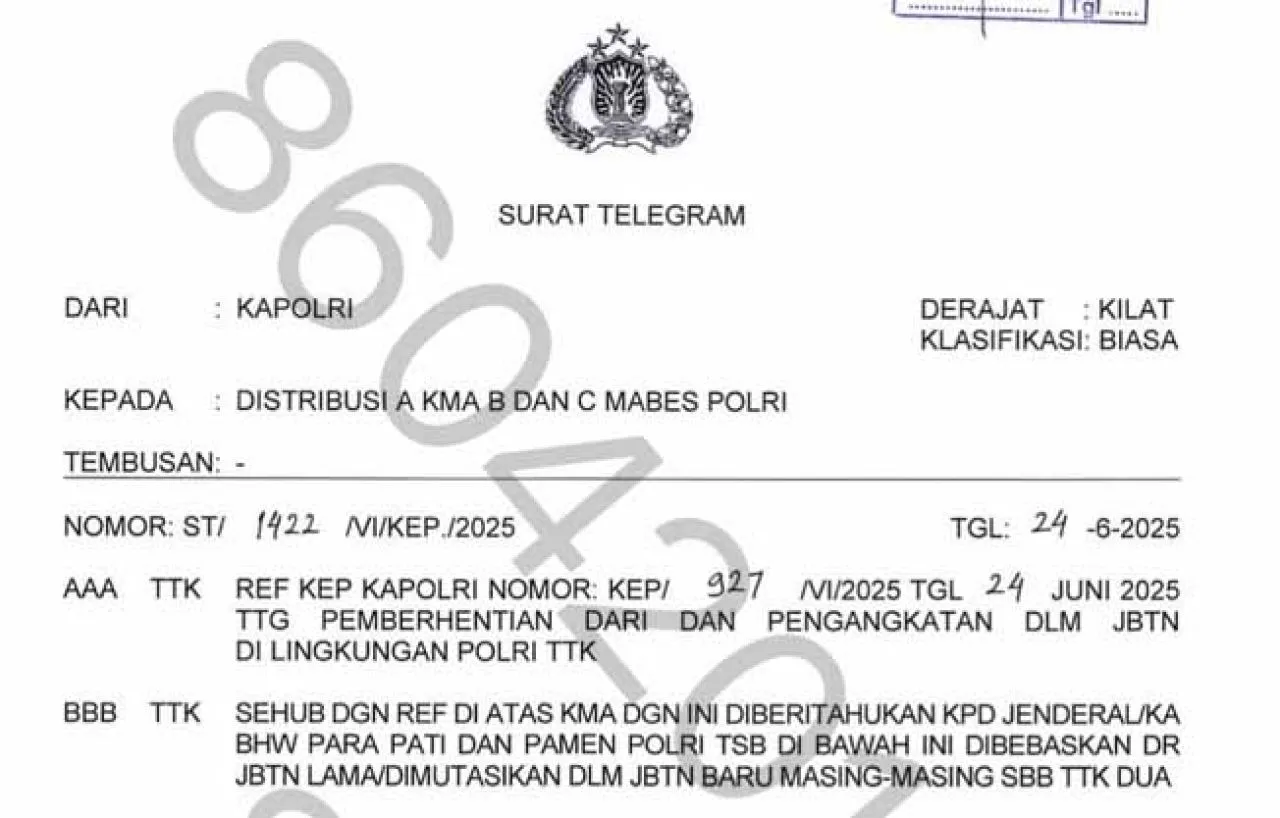 Mutasi Kapolri Terbaru, Ada Dirreskrimum Polda Jambi