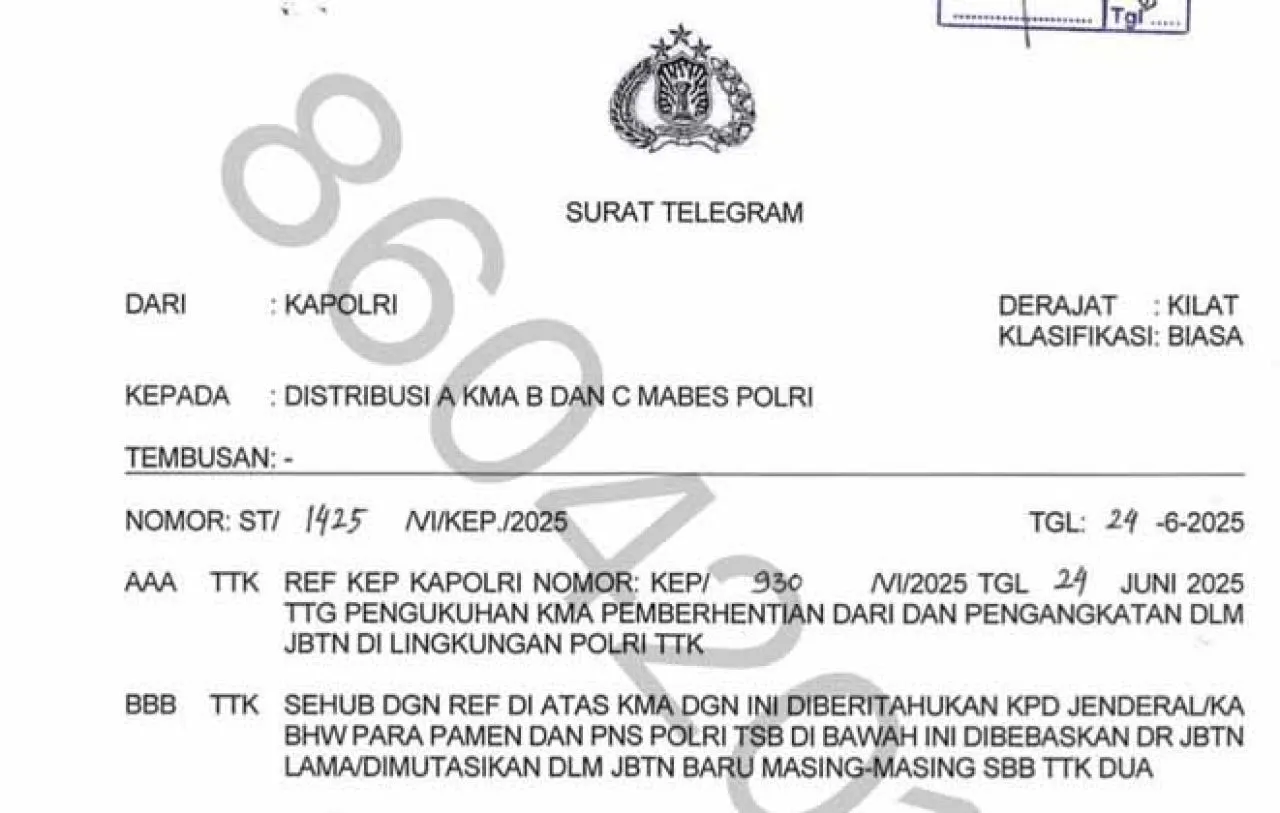 Kapolri Mutasi Perwira Tinggi dan Menengah Polri pada Juni 2025, Ini Daftarnya