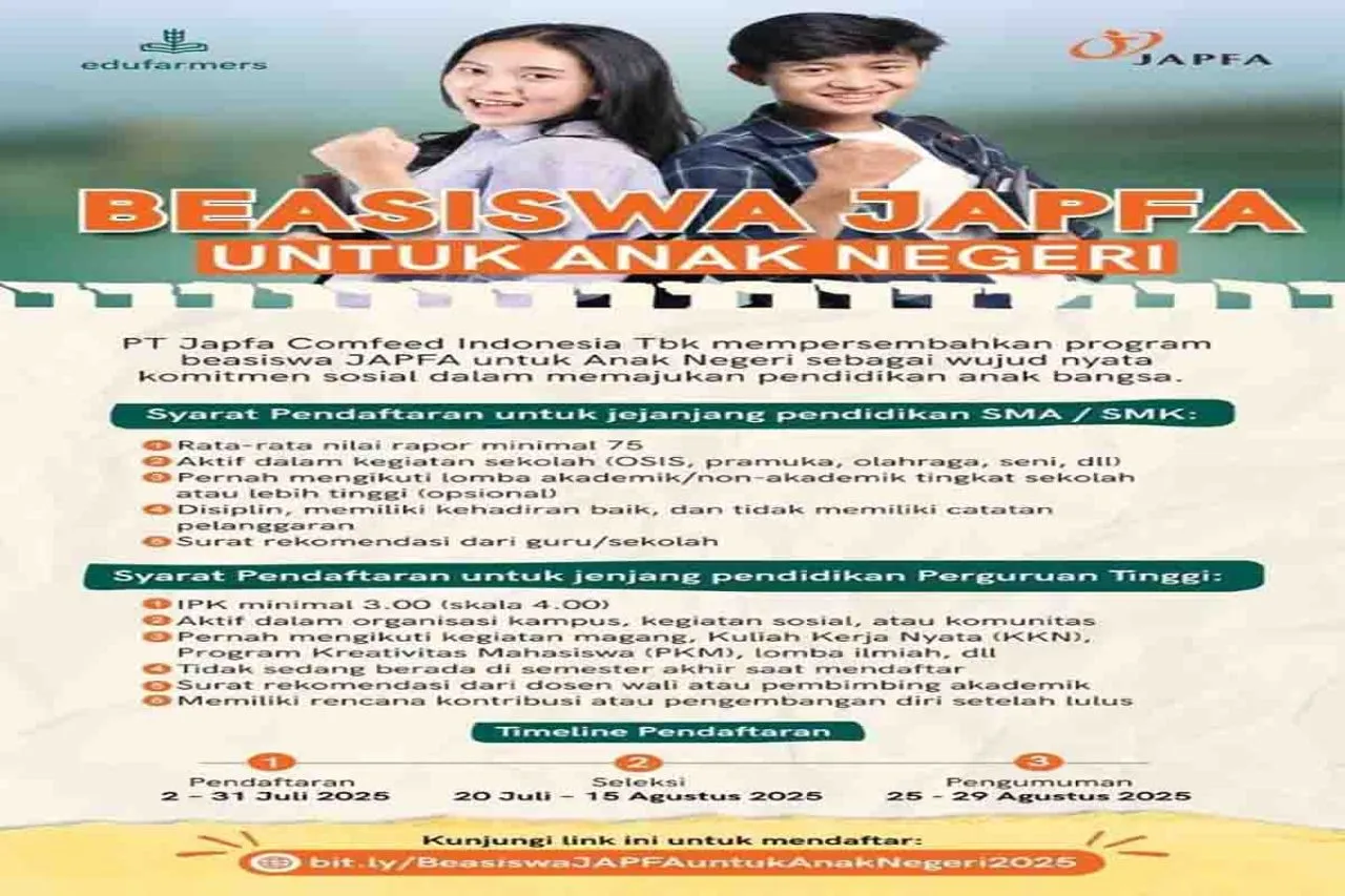 JAPFA Berikan Beasiswa, Ini Syaratnya Pendaftarannya