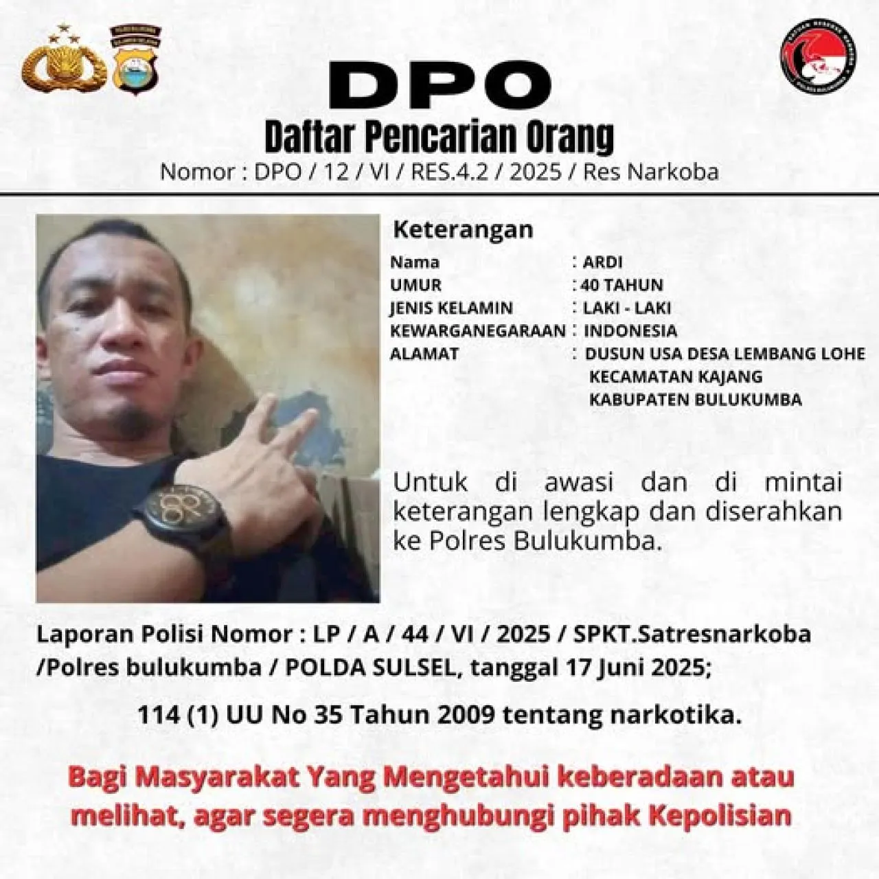Daftar Pencarian Orang Polres Bulukumba
