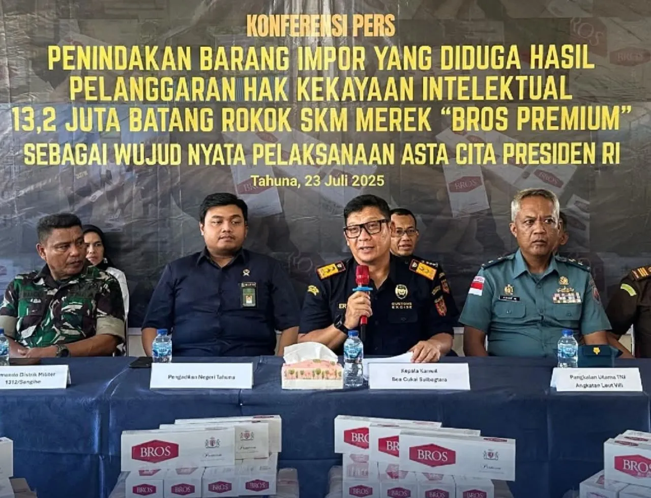 Bea Cukai Sulbagtara Tindak Impor 13 Juta Batang Rokok Asal Vietnam