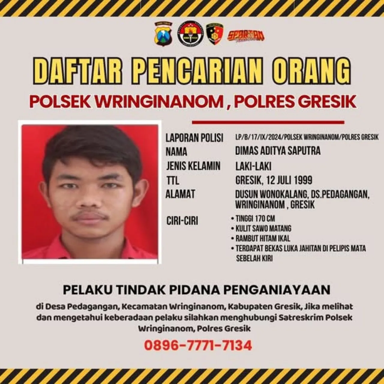 Dimas Aditya Saputra Jadi DPO Polsek Wringinanom