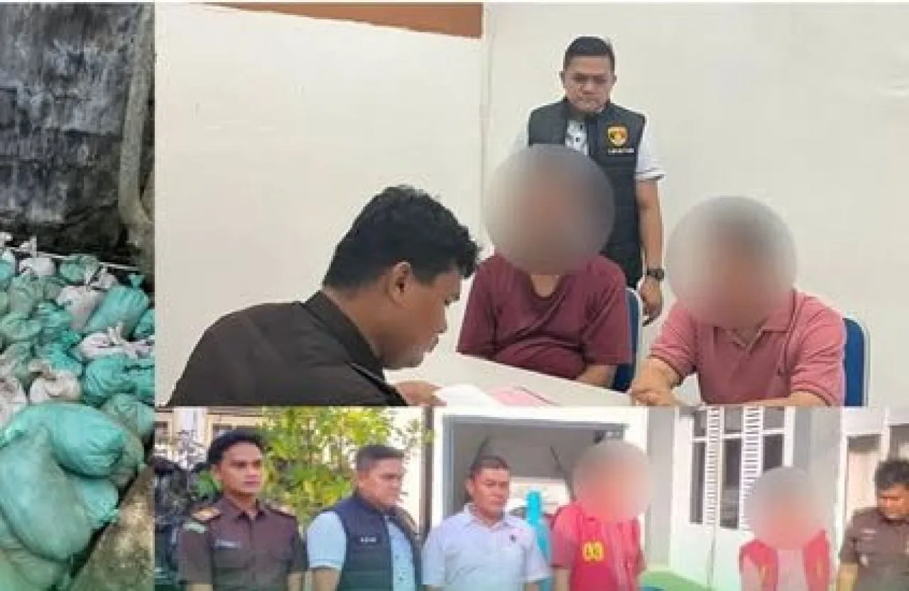 Satreskrim Polres Aceh Selatan Serahkan 2 Tersangka Kasus Tambang Ilegal ke Kejari