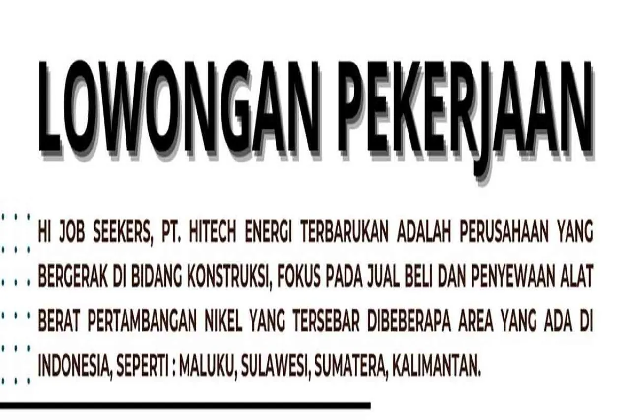 Lowongan Kerja PT Hitech Energi Terbarukan
