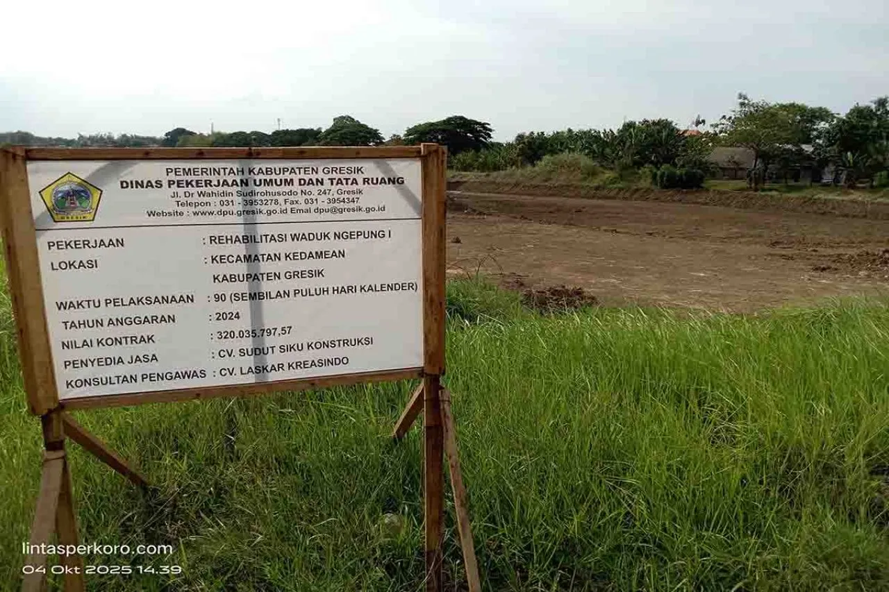 Proyek Waduk Ngepung Gresik Dikerjakan Serampangan