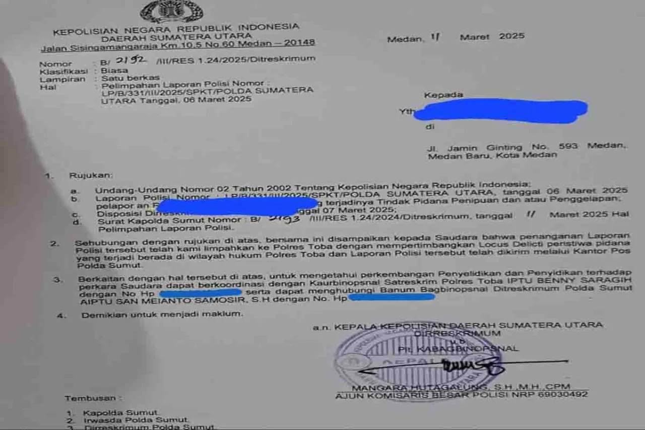 Pelapor Dugaan Penipuan Kecewa Kinerja Satreskrim Polres Toba