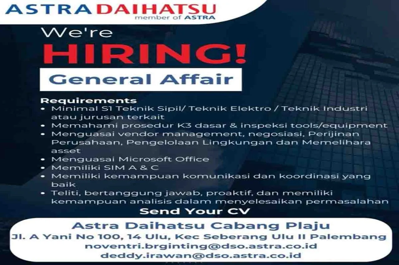 Lowongan Kerja di PT Astra International Palembang