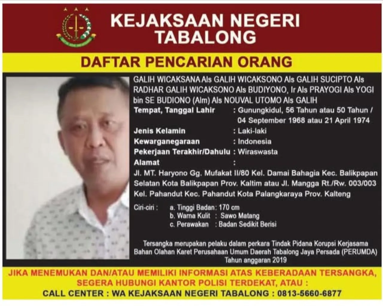 Galih Jadi DPO Kejari Tabalong