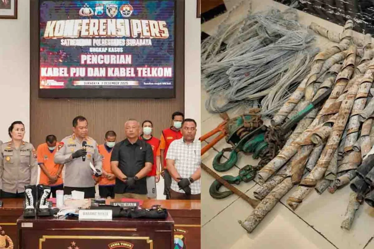 3 Pencuri Kabel di Pacar Kembang Surabaya Jadi Tersangka