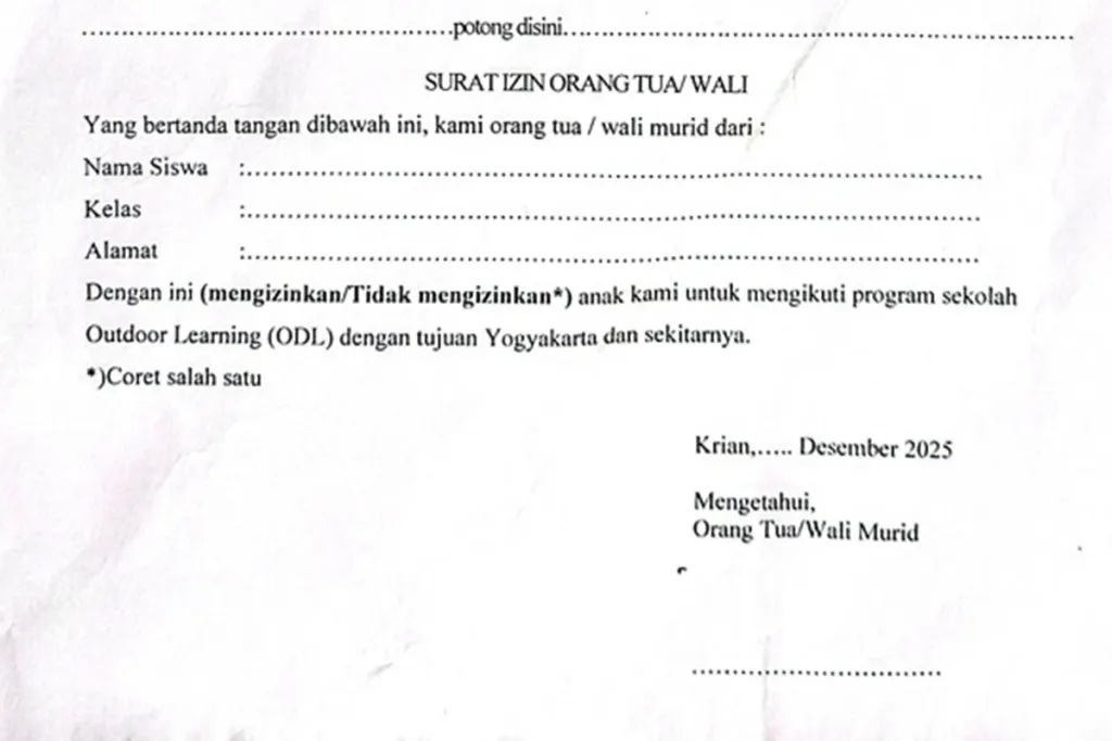 SMPN 2 Krian akan Selenggarakan Outdoor Learning Ke Yogyakarta