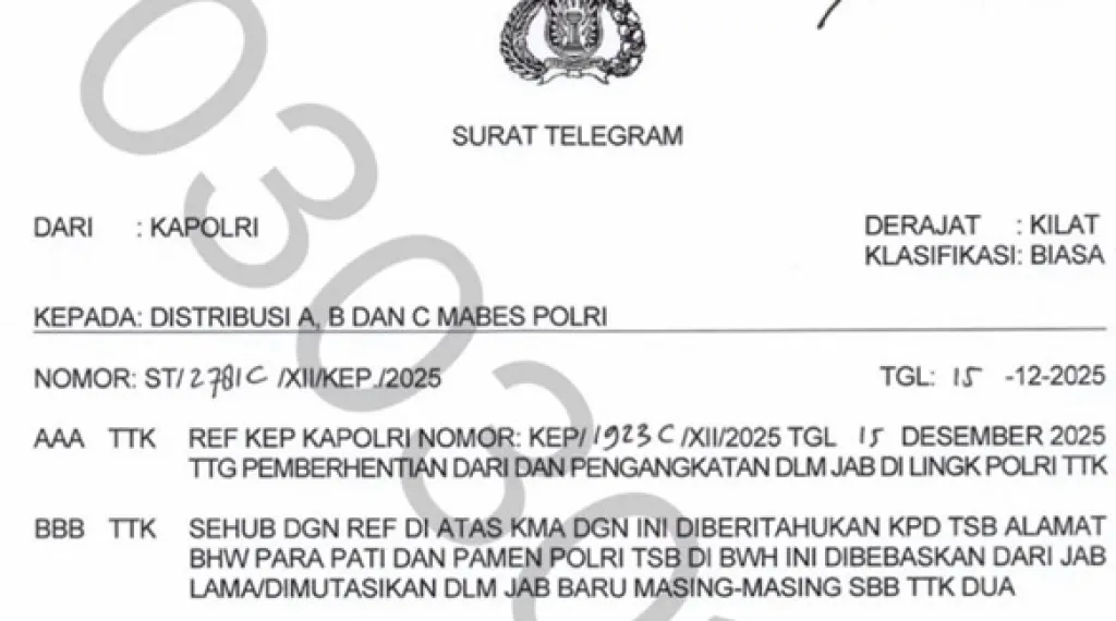 Ratusan Pejabat Polri Dimutasi Jelang Pergantian Tahun 2025