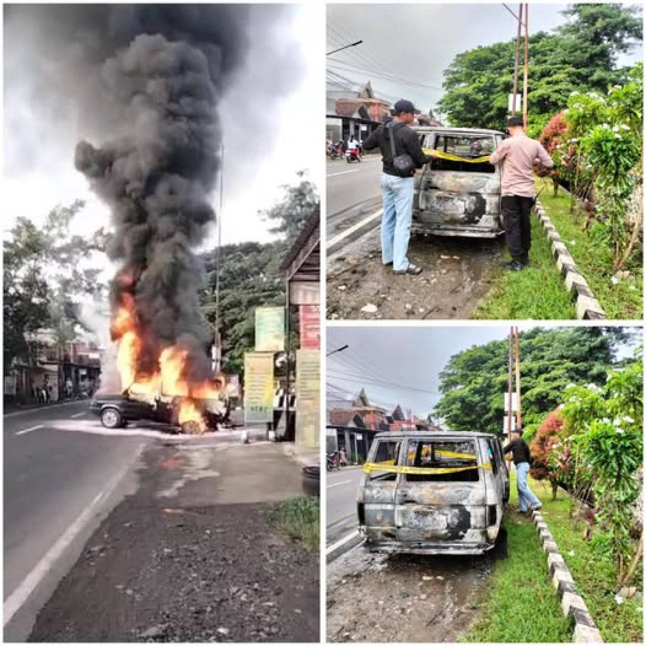Kebakaran mobil di di SPBU Sembon