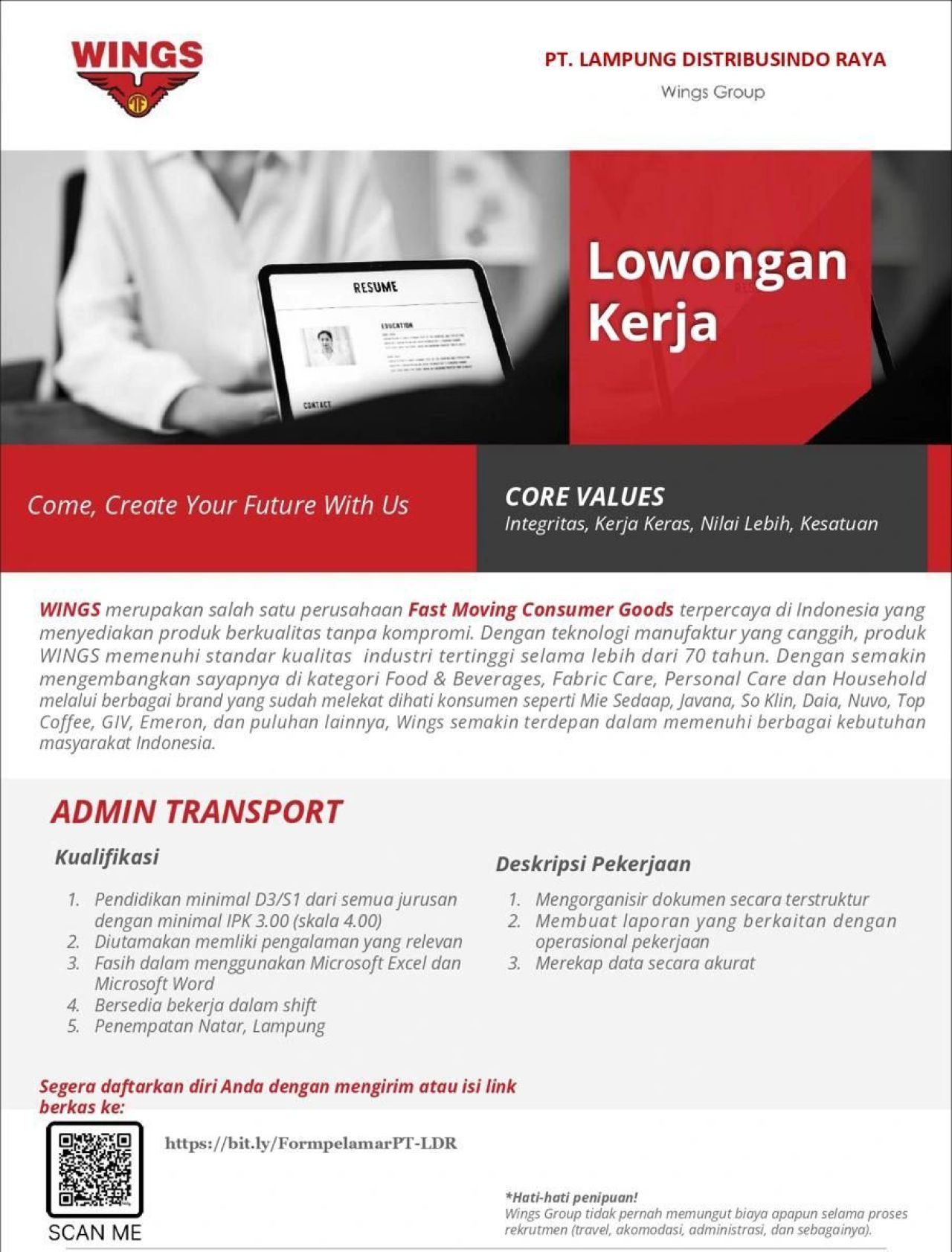Lowongan kerja Wings Grup