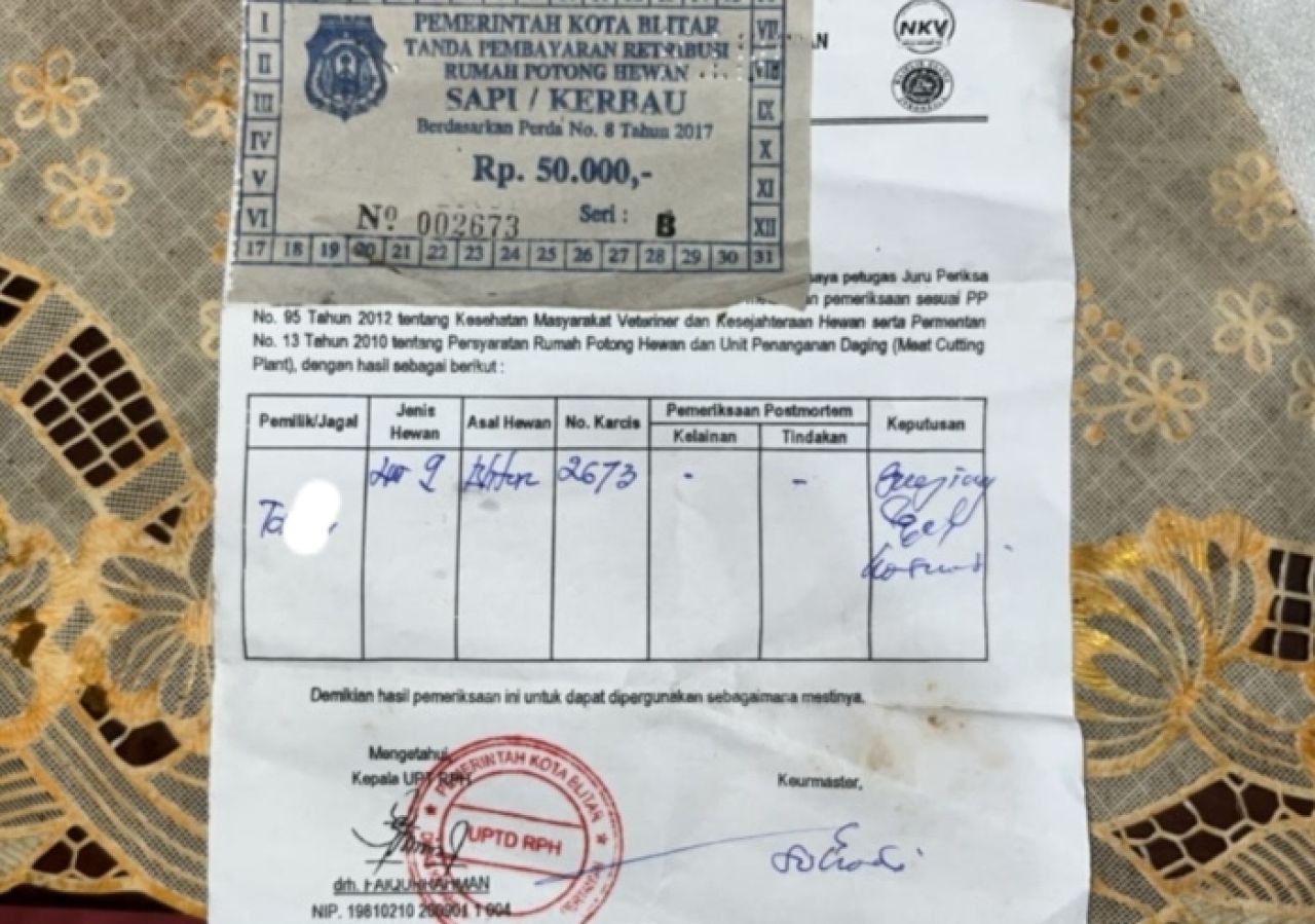 Izin operasi RPH yang dimiliki inisial TK