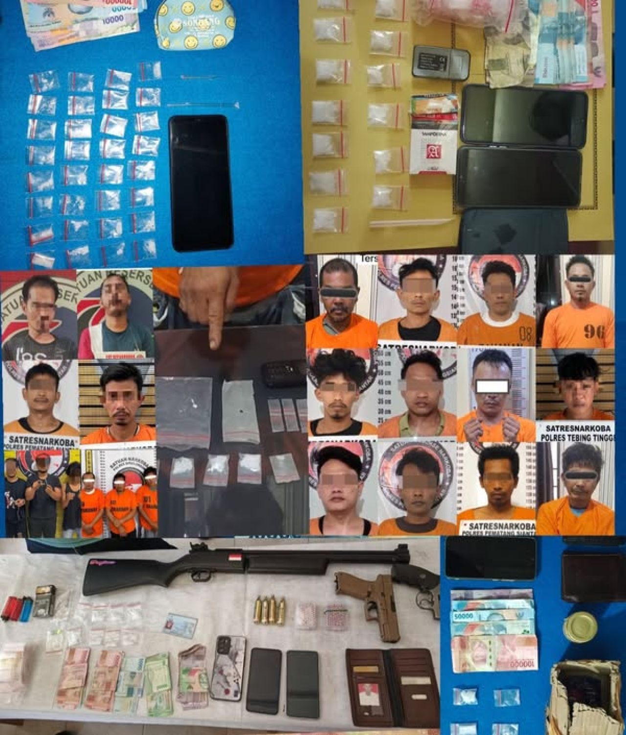 Tersangka dan barang bukti di Polda Sumut