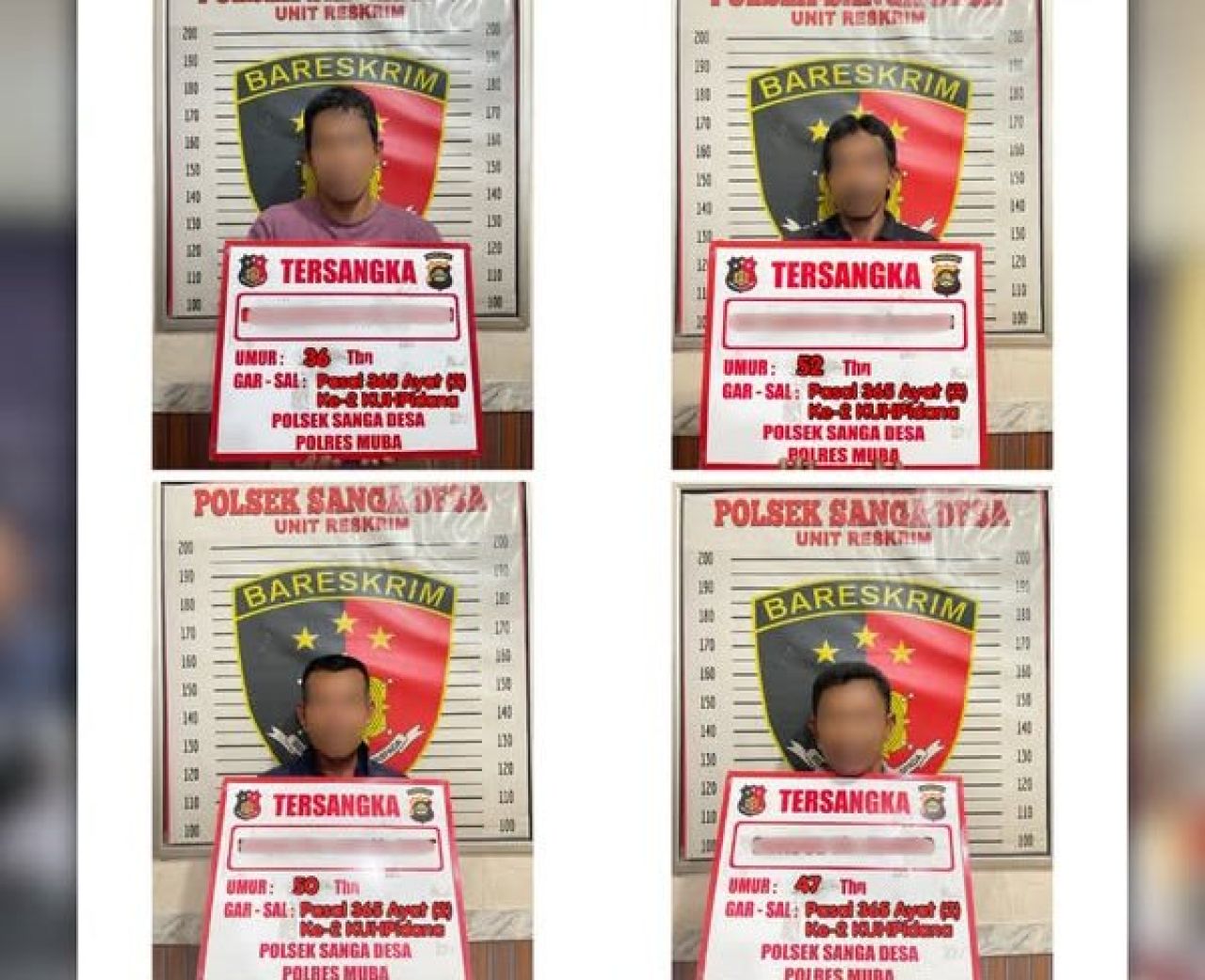 Para pelaku perampokan di Desa Keban 1