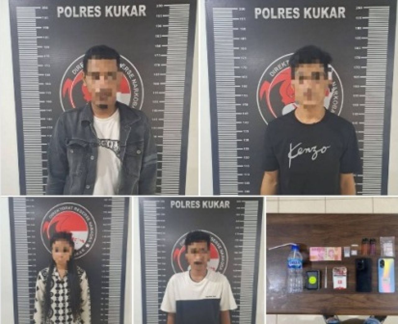 4 orang pelaku dan barang bukti