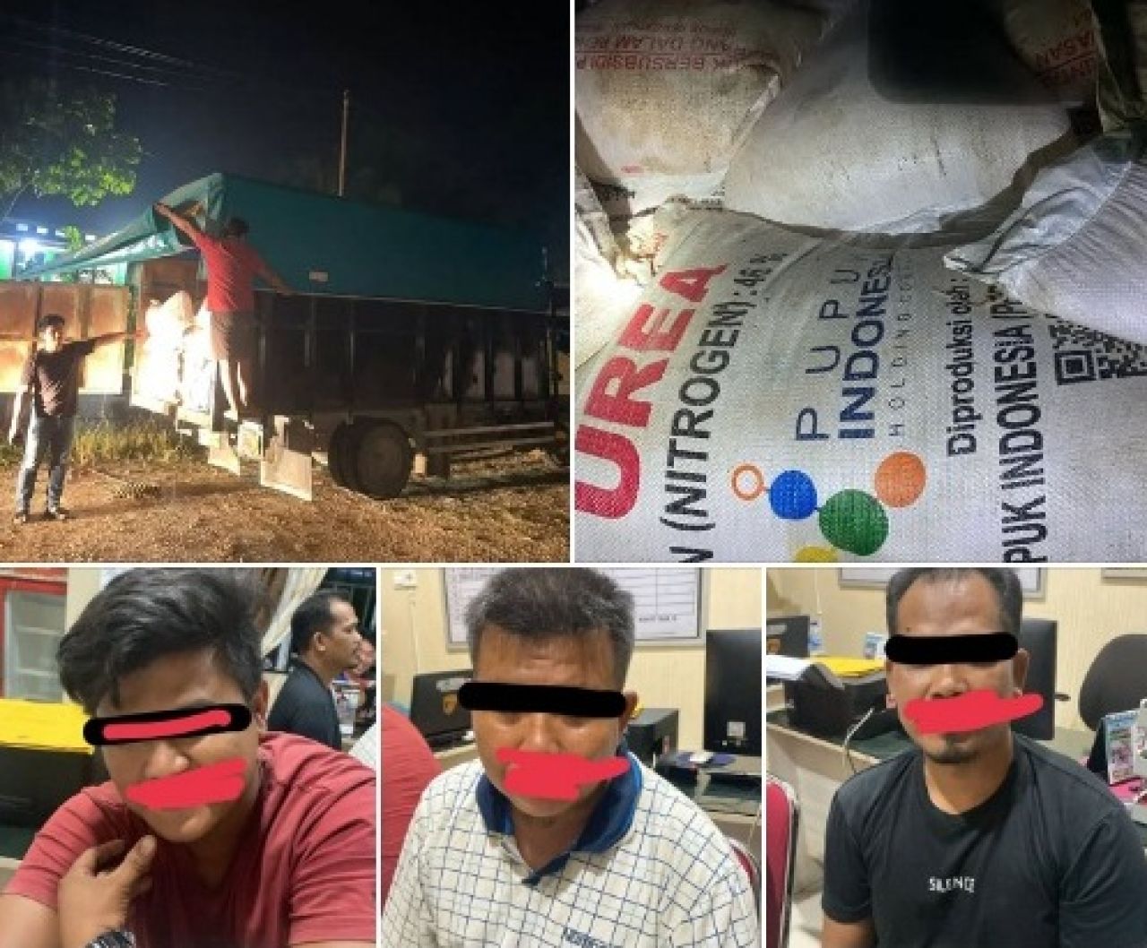 Pelaku perdagangan pupuk bersubsidi secara ilegal dan barang bukti