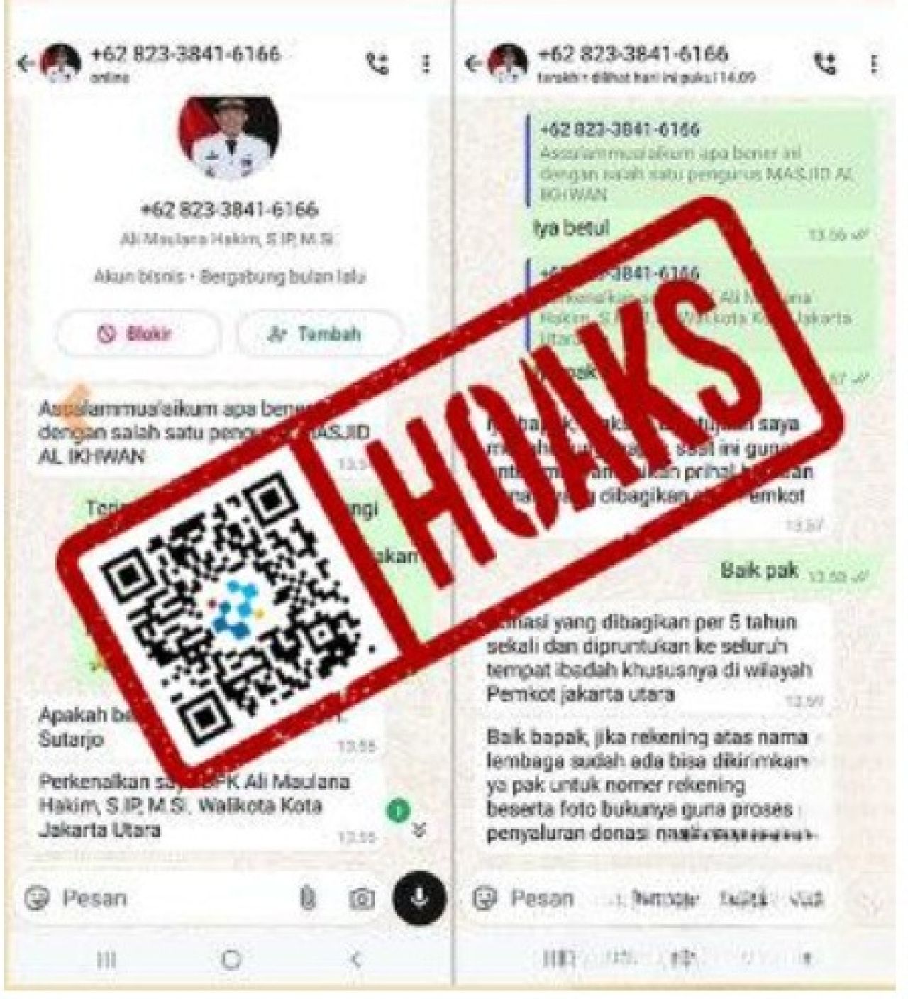 Akun WhatsApp mengatasnamakan Wali Kota Jakarta Utara Ali Maulana Hakim