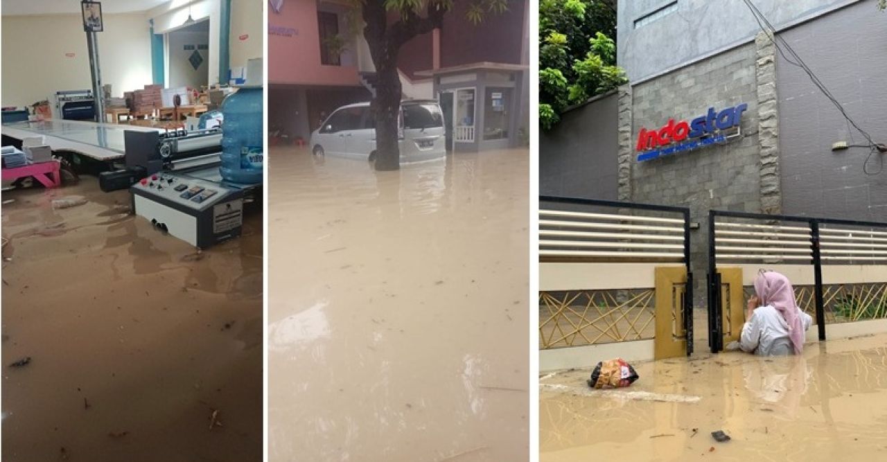 Banjir merendam pusat percetakan Indostar di Bekasi
