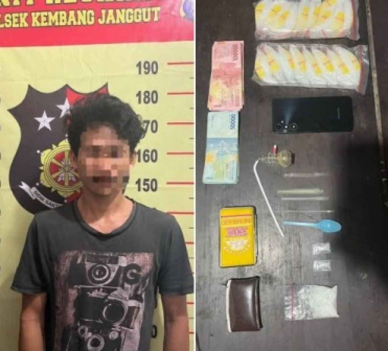 Inisial FF dan barang bukti narkotika