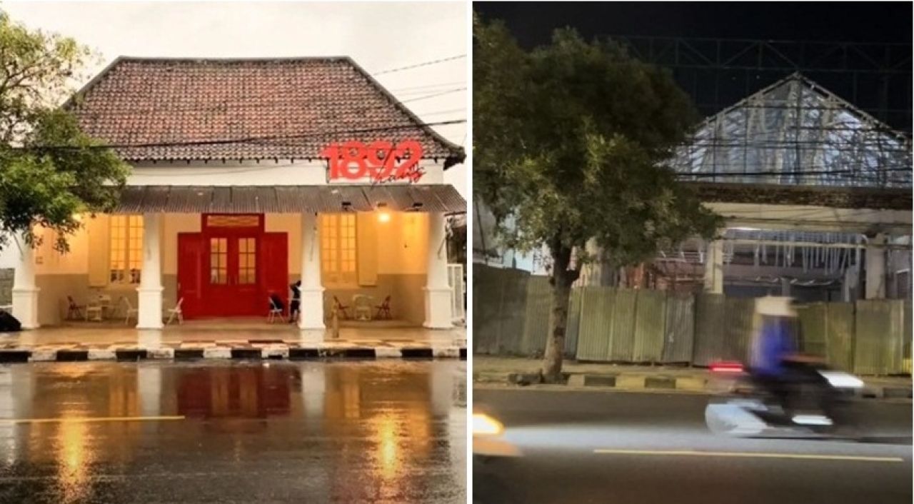 Bangunan kuno di Jalan Gajah Mada sebelum dan sesudah dibongkar