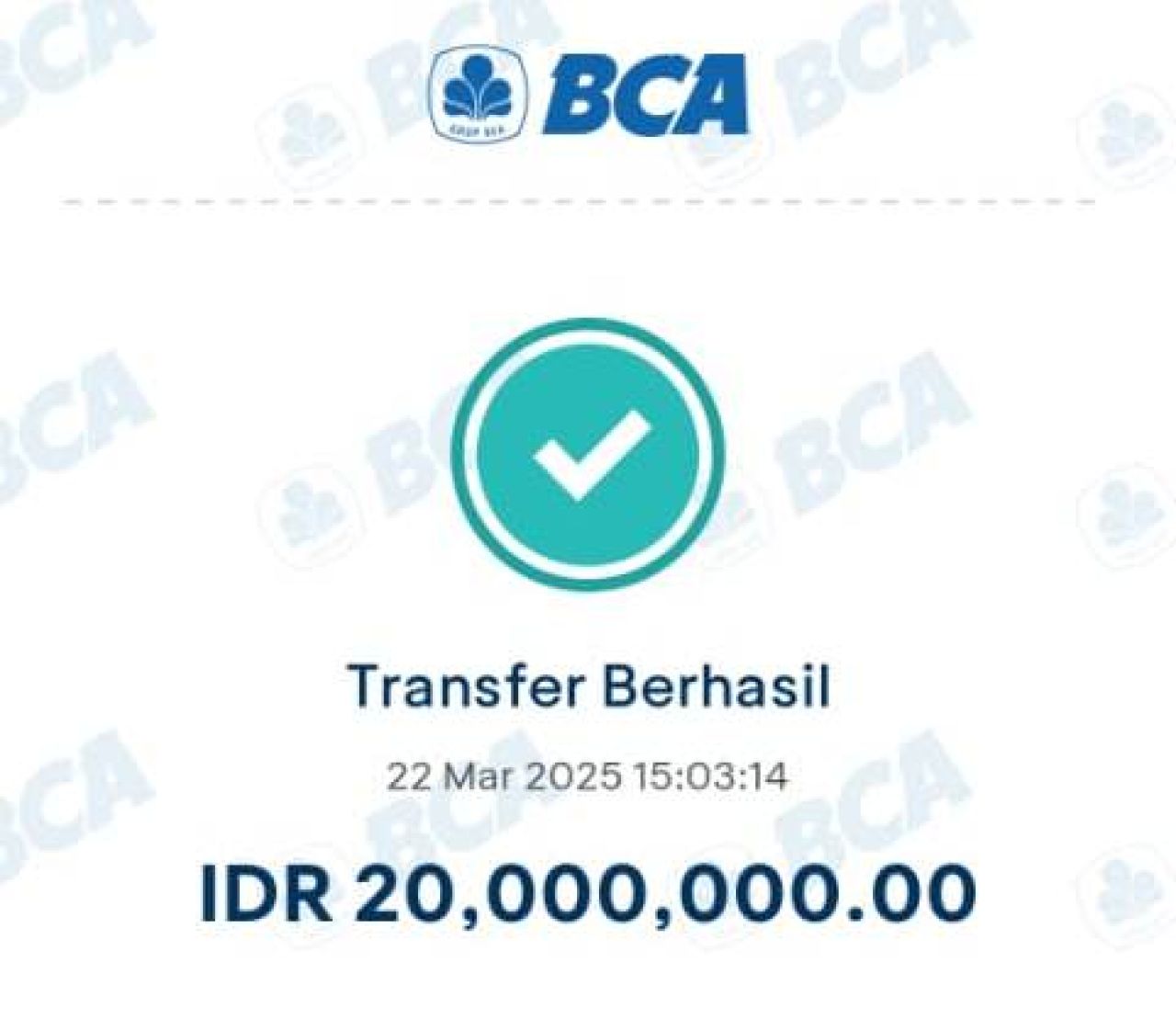 Bukti transfer dari inisial A setelah menerima Rp 50 juta dari pihak Terlapor