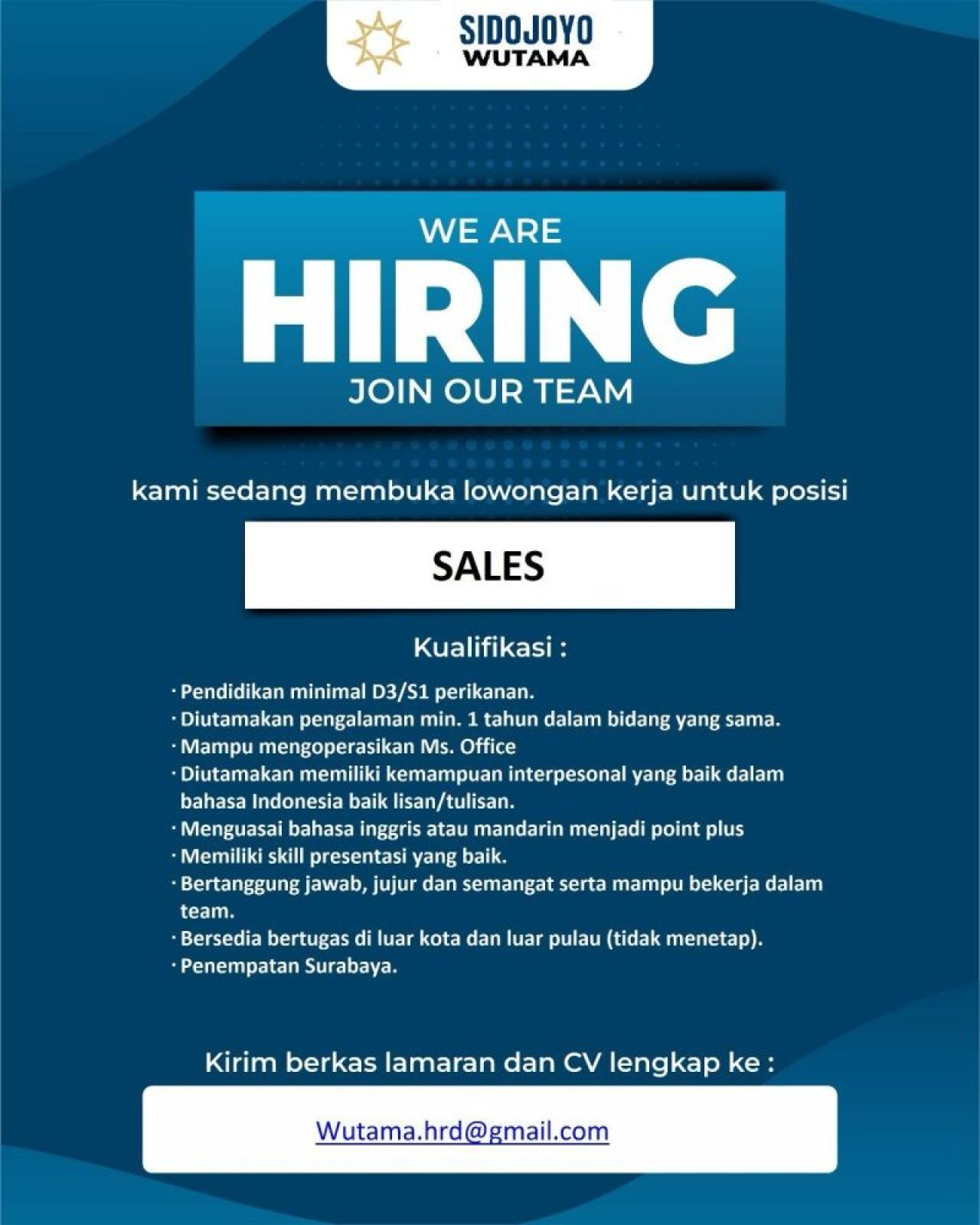 Lowongan kerja di Sidojoyo Wutama