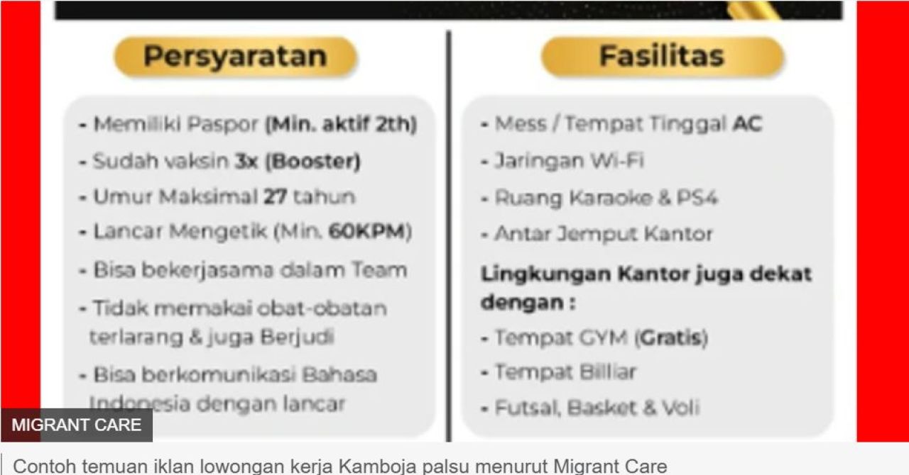 Contoh lowongan kerja di Kamboja