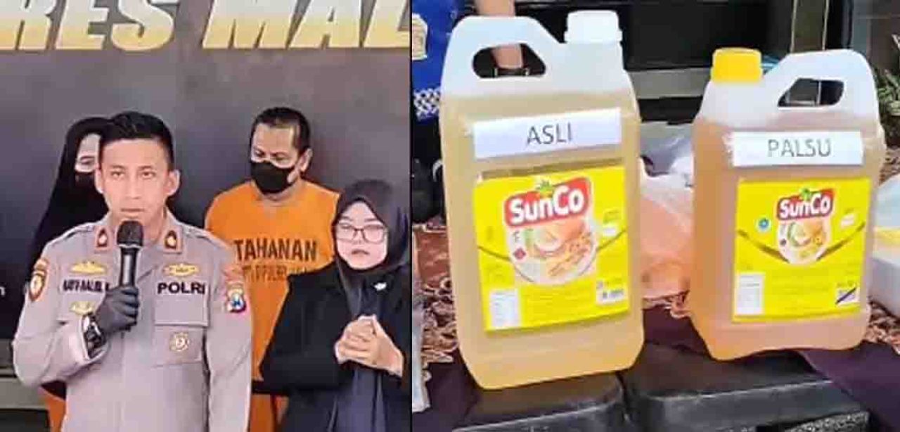 Wakapolres Malang saat konpers minyak goreng Sunco Palsu