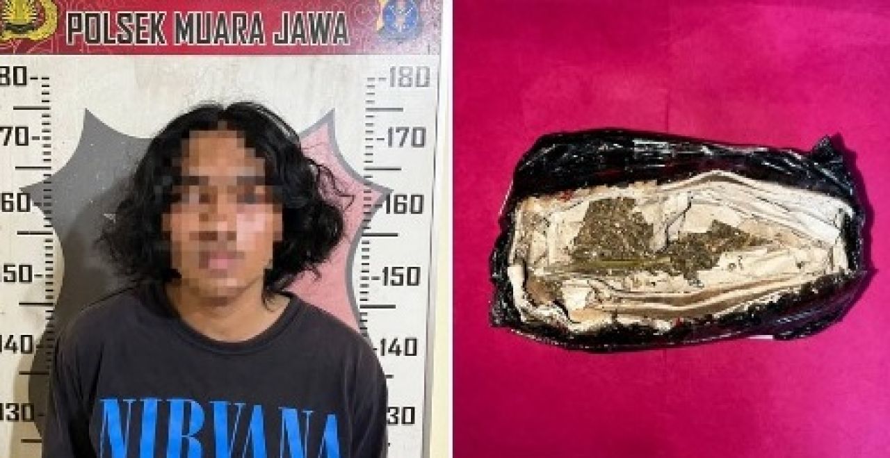 Pelaku dan barang bukti ganja