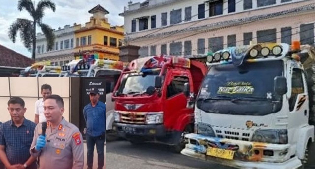 Kapolres Gowa dan barang bukti dump truk