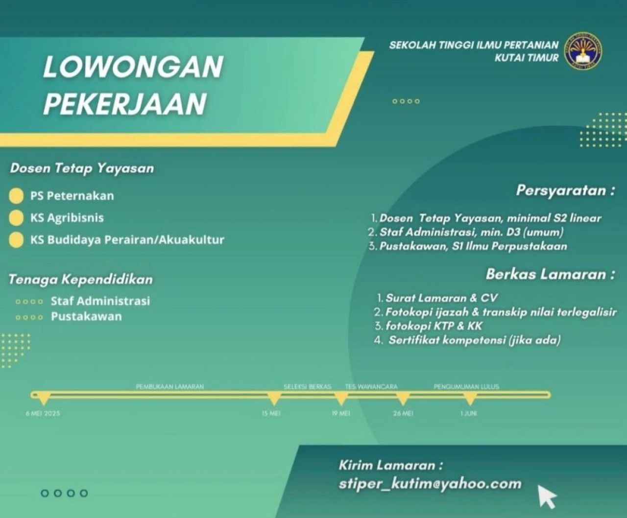 Lowongan Sekolah Tinggi Ilmu Pertanian Kutai Timur