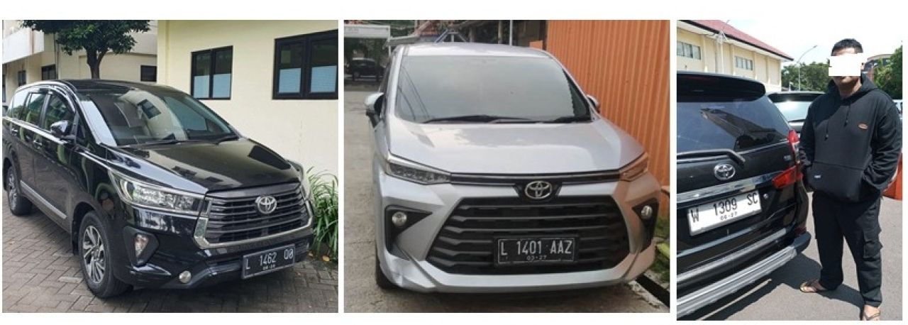 Mobil yang digadaikan oleh Bripda AS  dan Bripda AS (kanan)