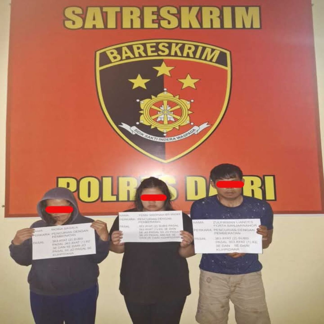 3 orang yang jadi tersangka pencurian