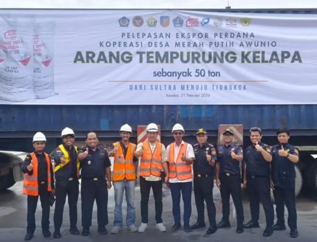 Koperasi Desa Merah Putih Awunio Ekspor 50 Ton Arang Batok Kelapa