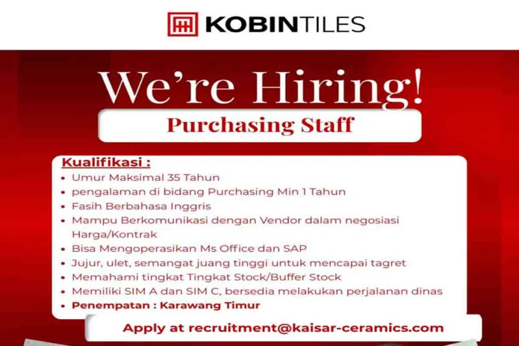 PT Kobin Keramik Industri Buka Lowongan Kerja Purchasing Staff