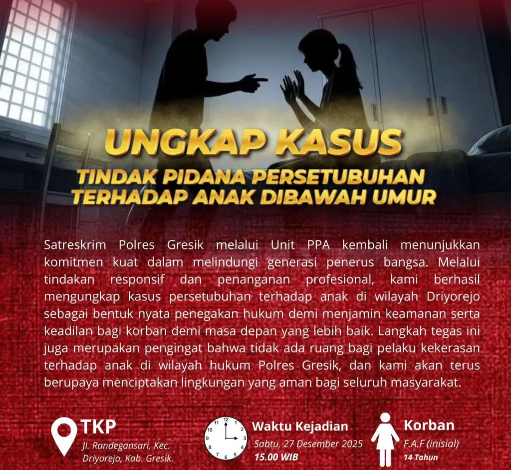 Terduga Pemerkosa Anak di Bawah Umur di Desa Randegansari Jadi Tersangka