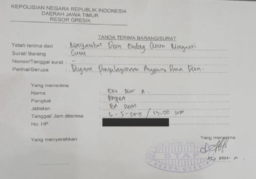 Setahun Berlalu, Laporan Dugaan Korupsi Dana Desa Gadingwatu Menguap di Polres Gresik