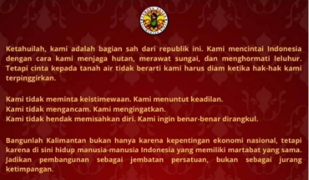 Surat Terbuka Pemuda Dayak Untuk Presiden Republik Indonesia