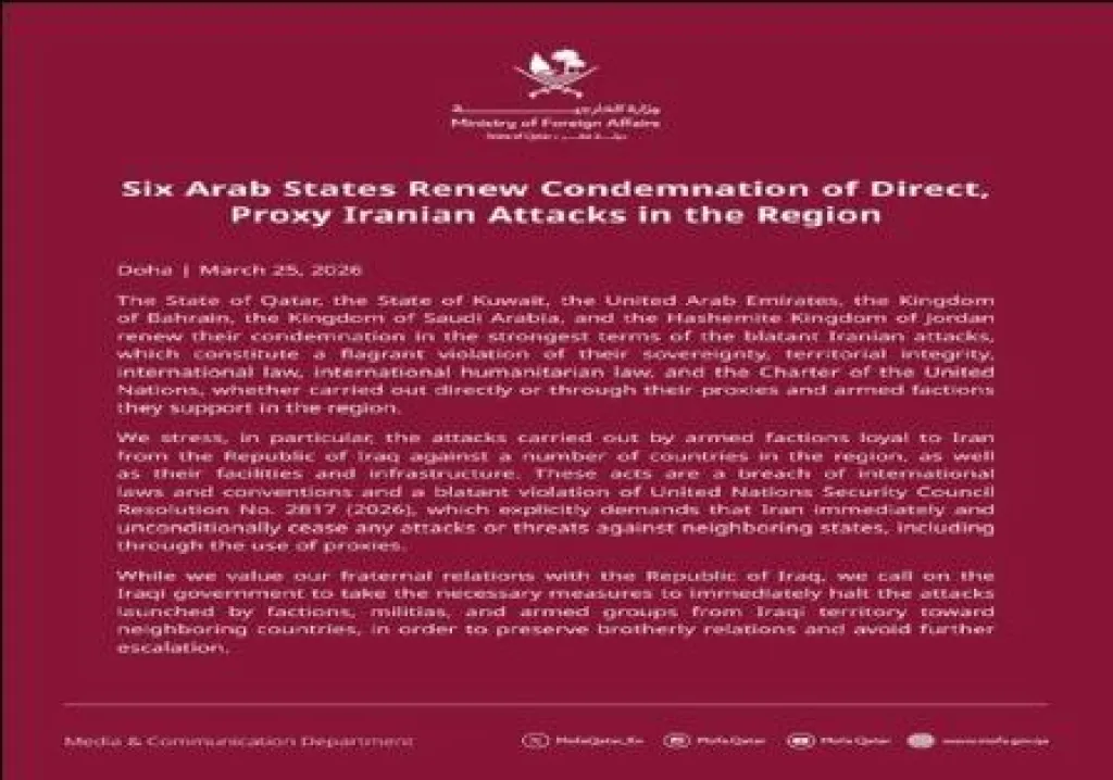 Pernyataan Enam Negara Arab Atas Serangan Iran di Teluk